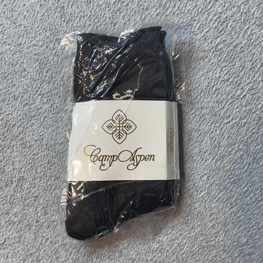 Camp Aspen Socks Unisex OS Black Cotton Blend Snowflake Logo Ribbed Crew Socks